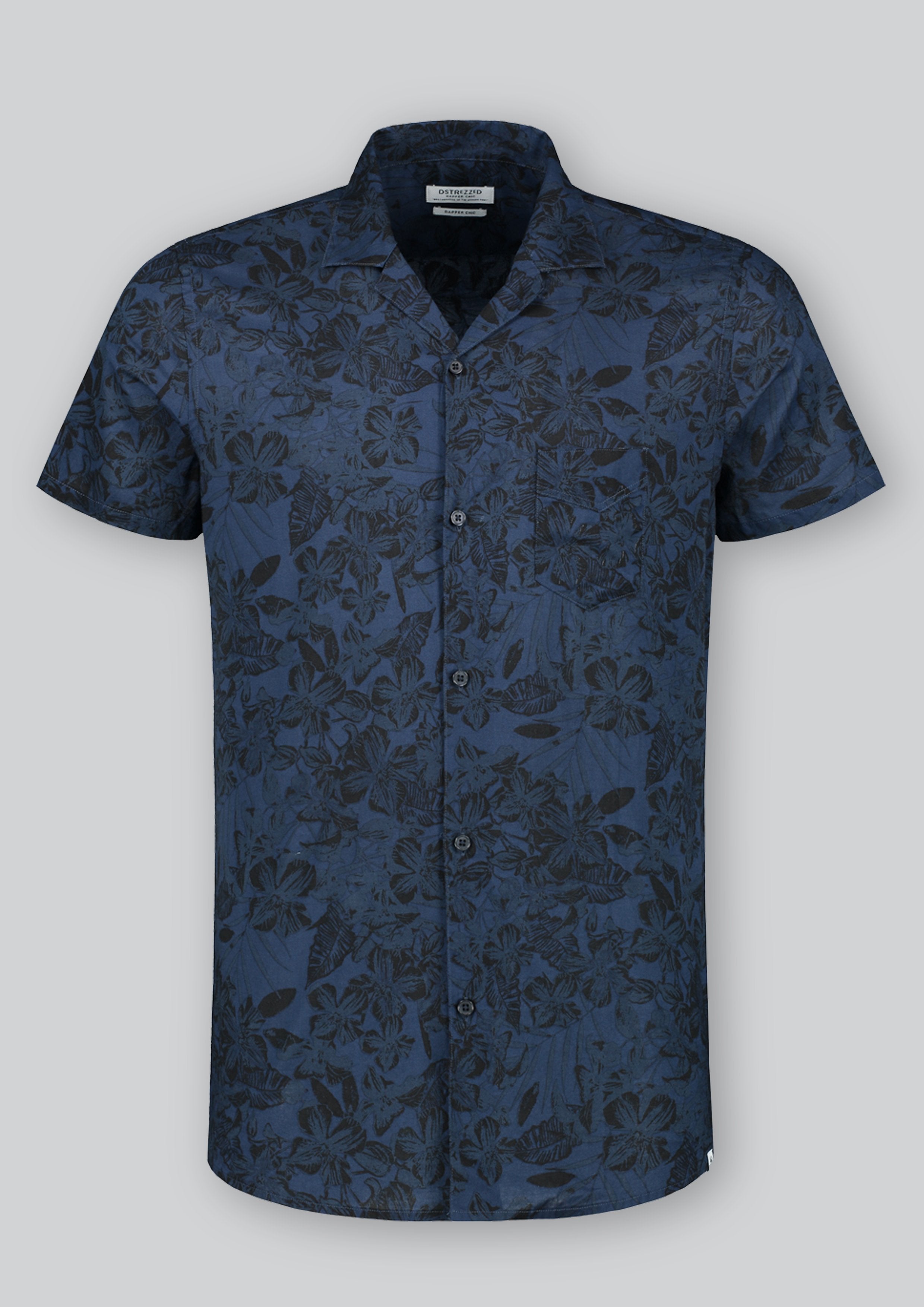 Dstrezzed - Camo Leaves SS Shirt - Navy