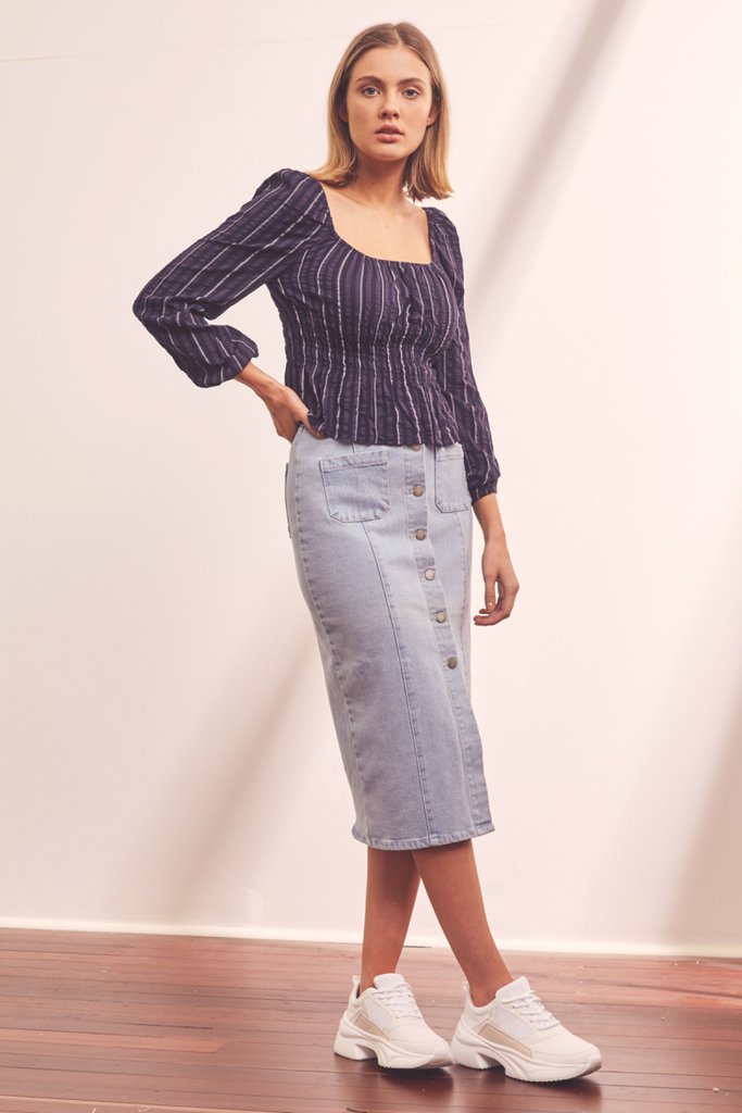 The Fifth Label - Coast Stripe Top - Navy/White