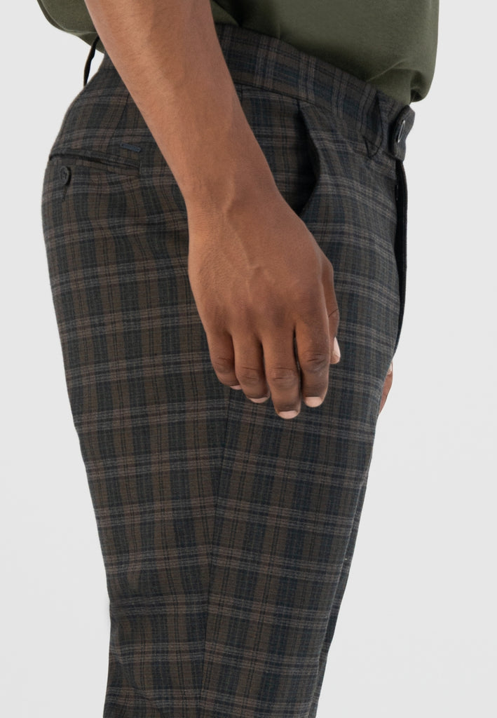 Dstrezzed - Fonda Slim Brushed Check Chino - Dark Navy