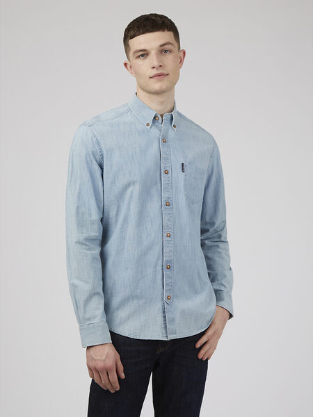 Ben Sherman - Chambray LS Shirt - Dusky Blue