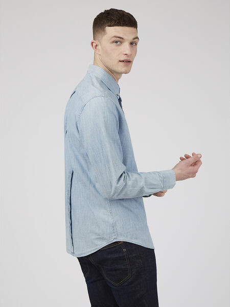 Ben Sherman - Chambray LS Shirt - Dusky Blue