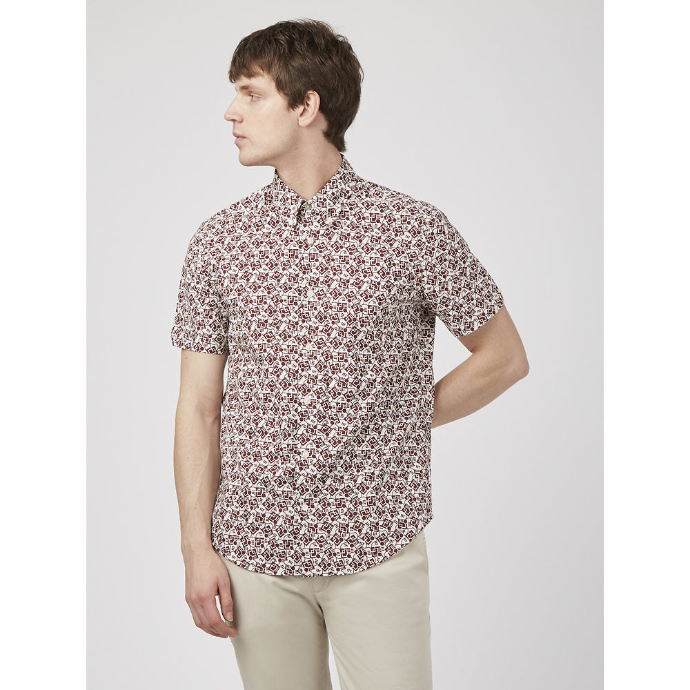 Ben Sherman - Retro Print SS Shirt - Claret