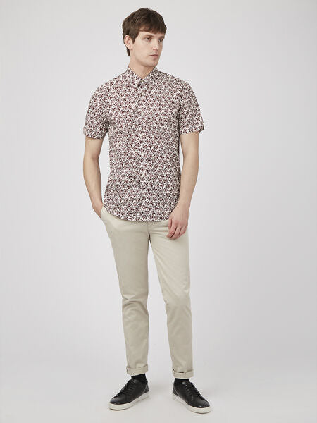 Ben Sherman - Retro Print SS Shirt - Claret