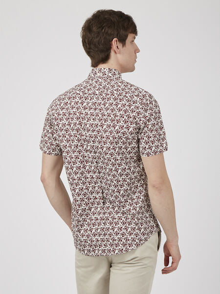 Ben Sherman - Retro Print SS Shirt - Claret