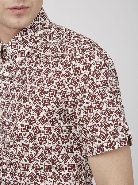 Ben Sherman - Retro Print SS Shirt - Claret