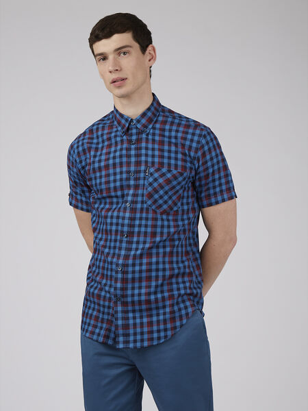 Ben Sherman - Gingham Overcheck SS Shirt - Bright Blue
