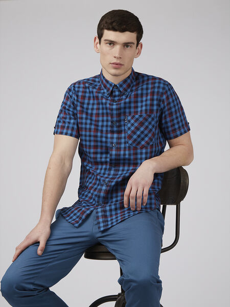 Ben Sherman - Gingham Overcheck SS Shirt - Bright Blue
