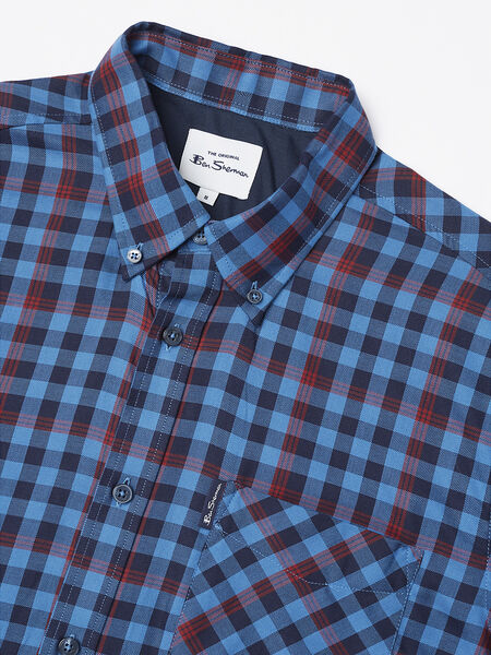 Ben Sherman - Gingham Overcheck SS Shirt - Bright Blue