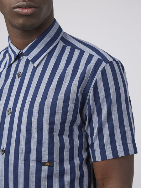 Ben Sherman - Oxford Candy Stripe SS Shirt - Marine