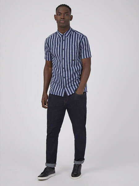 Ben Sherman - Oxford Candy Stripe SS Shirt - Marine