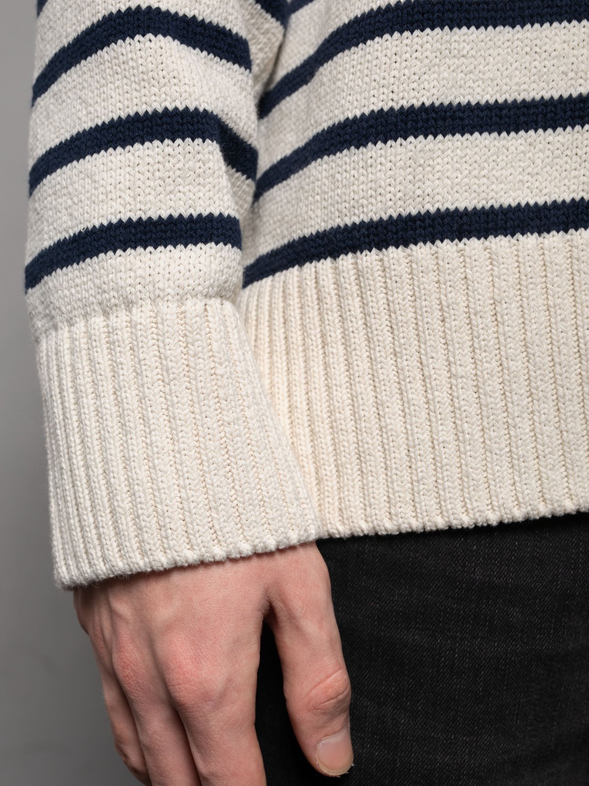 Nudie - Hampus Recycled Sweater - Offwhite/Navy Stripe