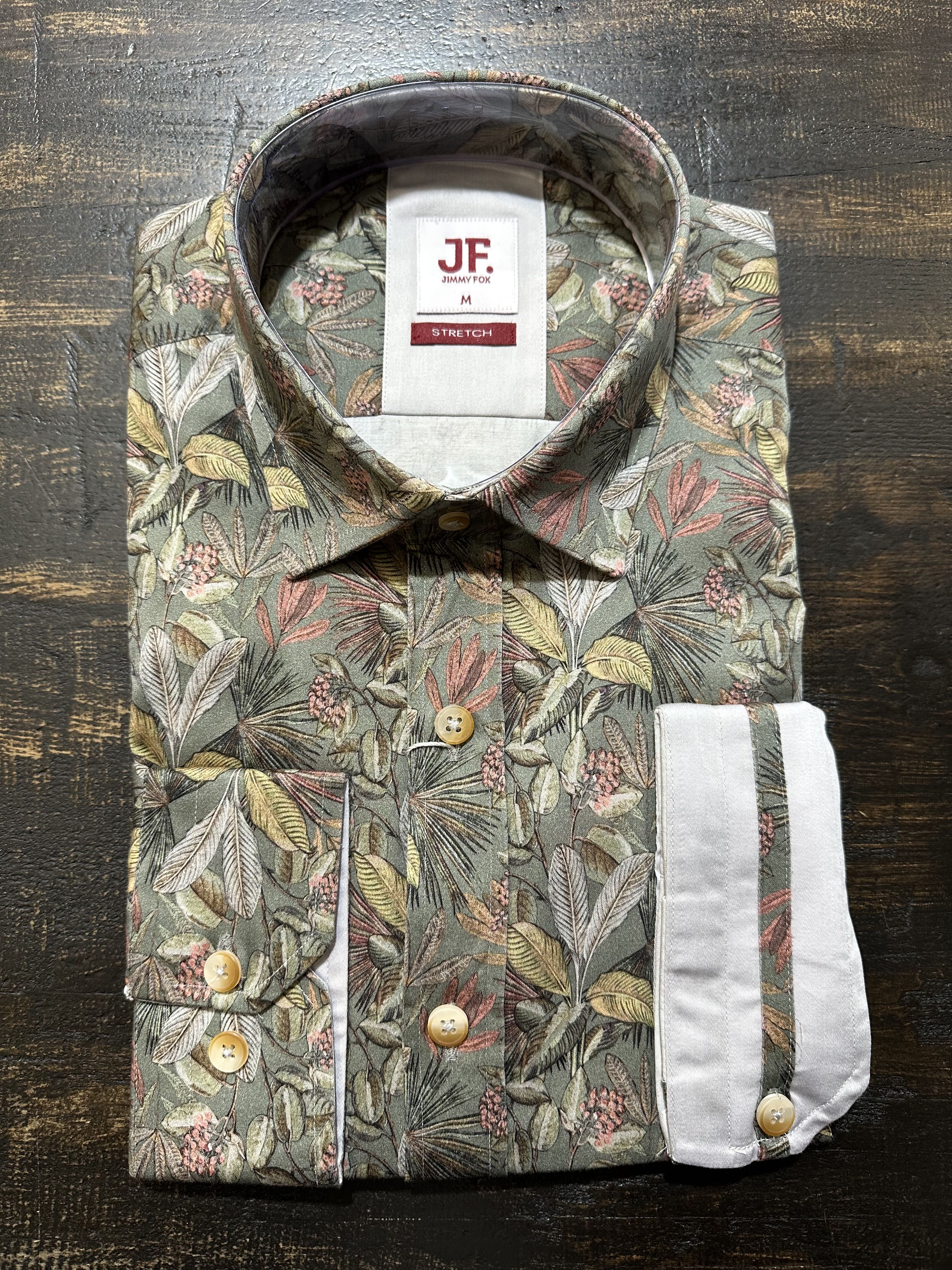 Jimmy Fox - Banana Palm LS Shirt - Grey/Green