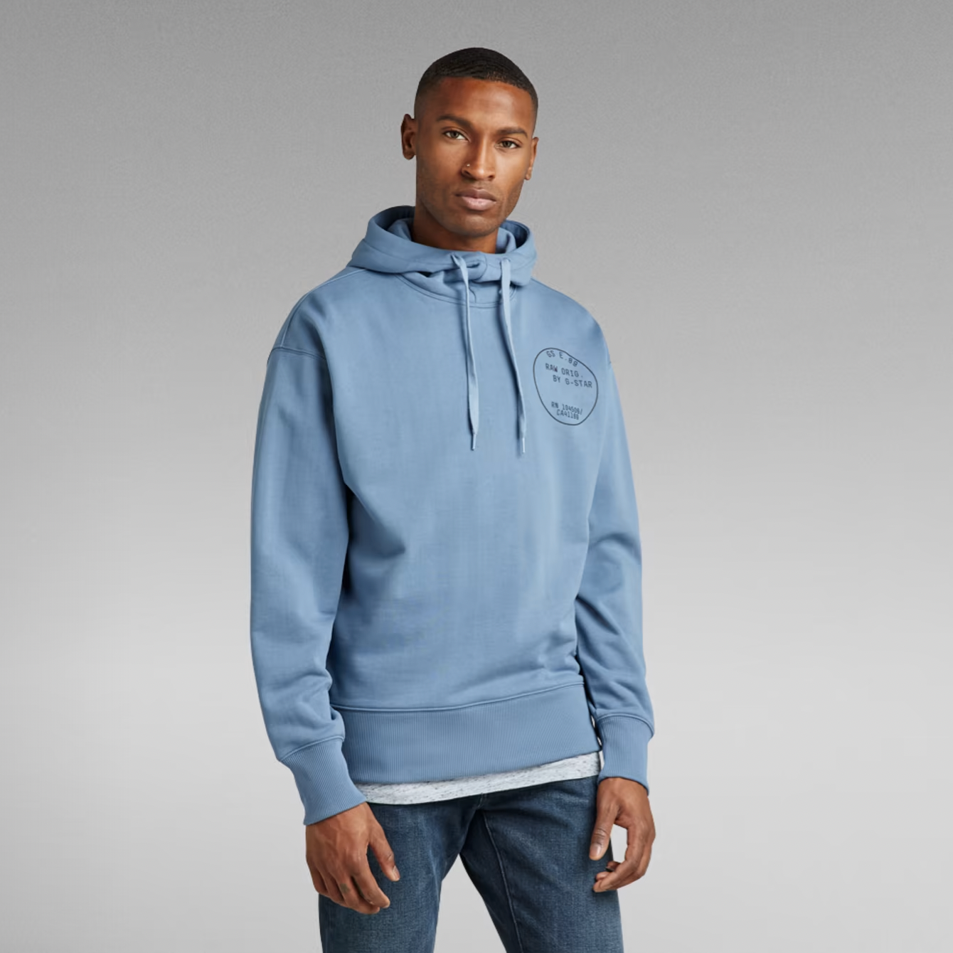 G-Star Raw - Back Graphic Loose Hooded Sweater - Azul