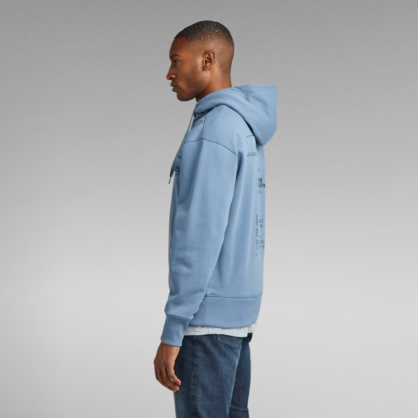 G-Star Raw - Back Graphic Loose Hooded Sweater - Azul