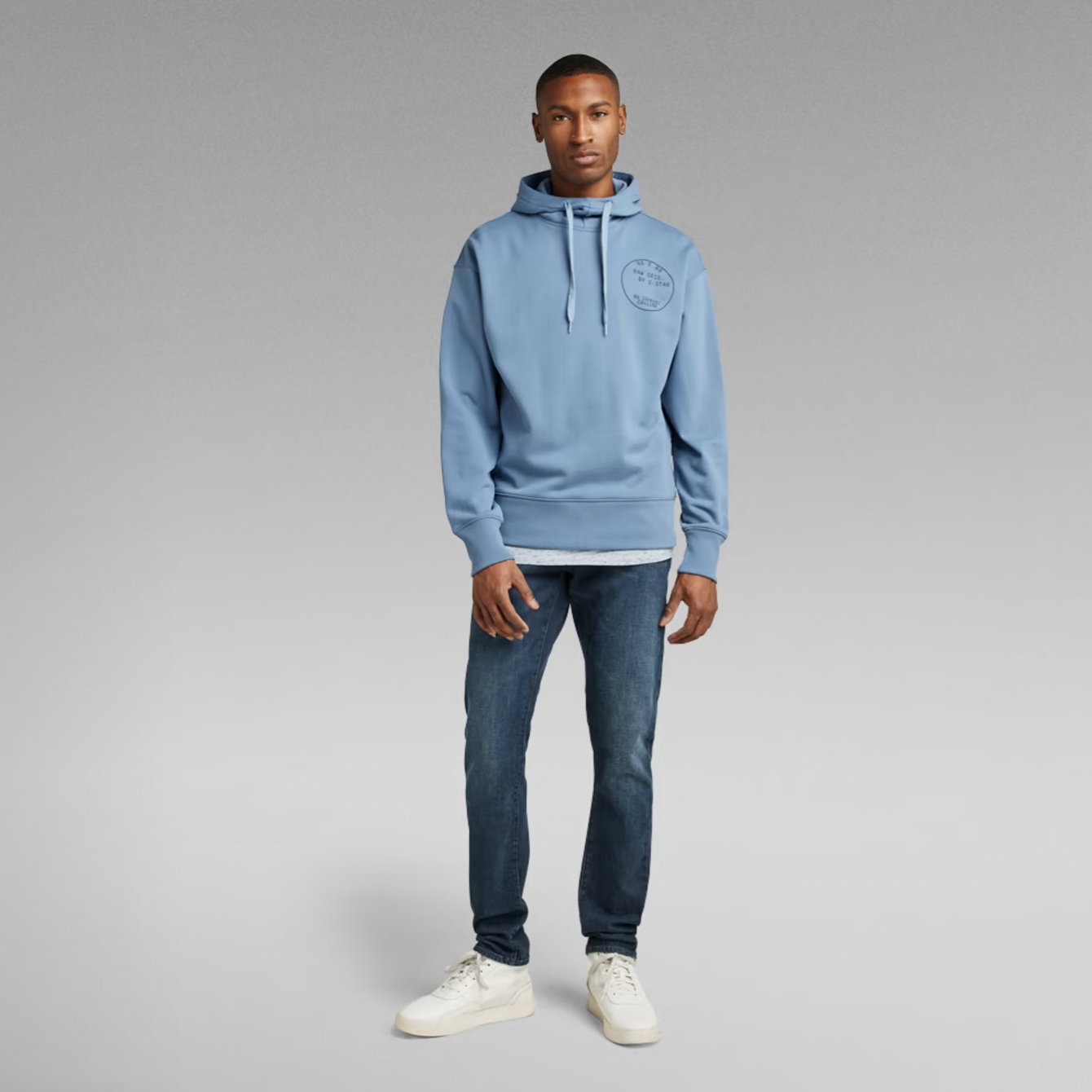 G-Star Raw - Back Graphic Loose Hooded Sweater - Azul