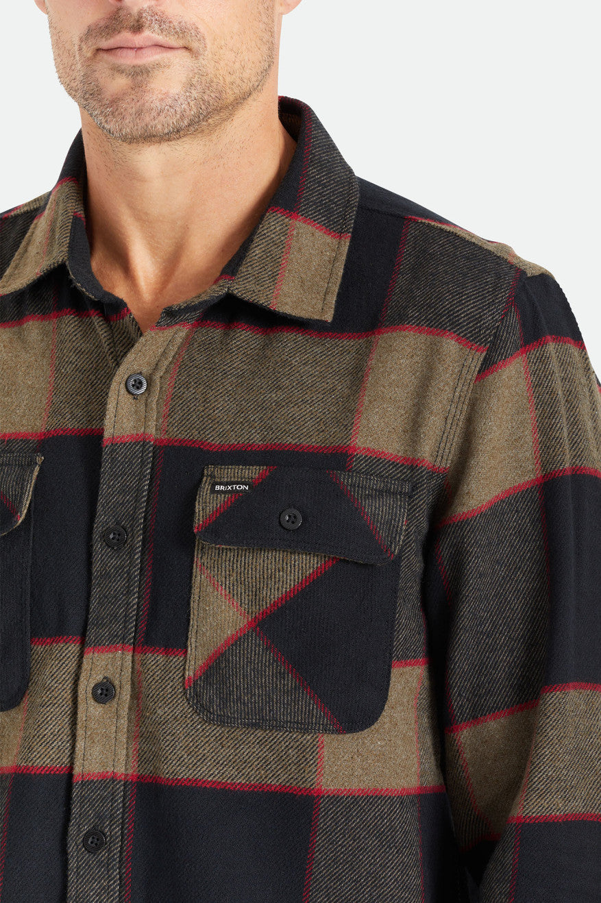 Brixton - Bowery LS Flannel Shirt - Heather Grey/Charcoal