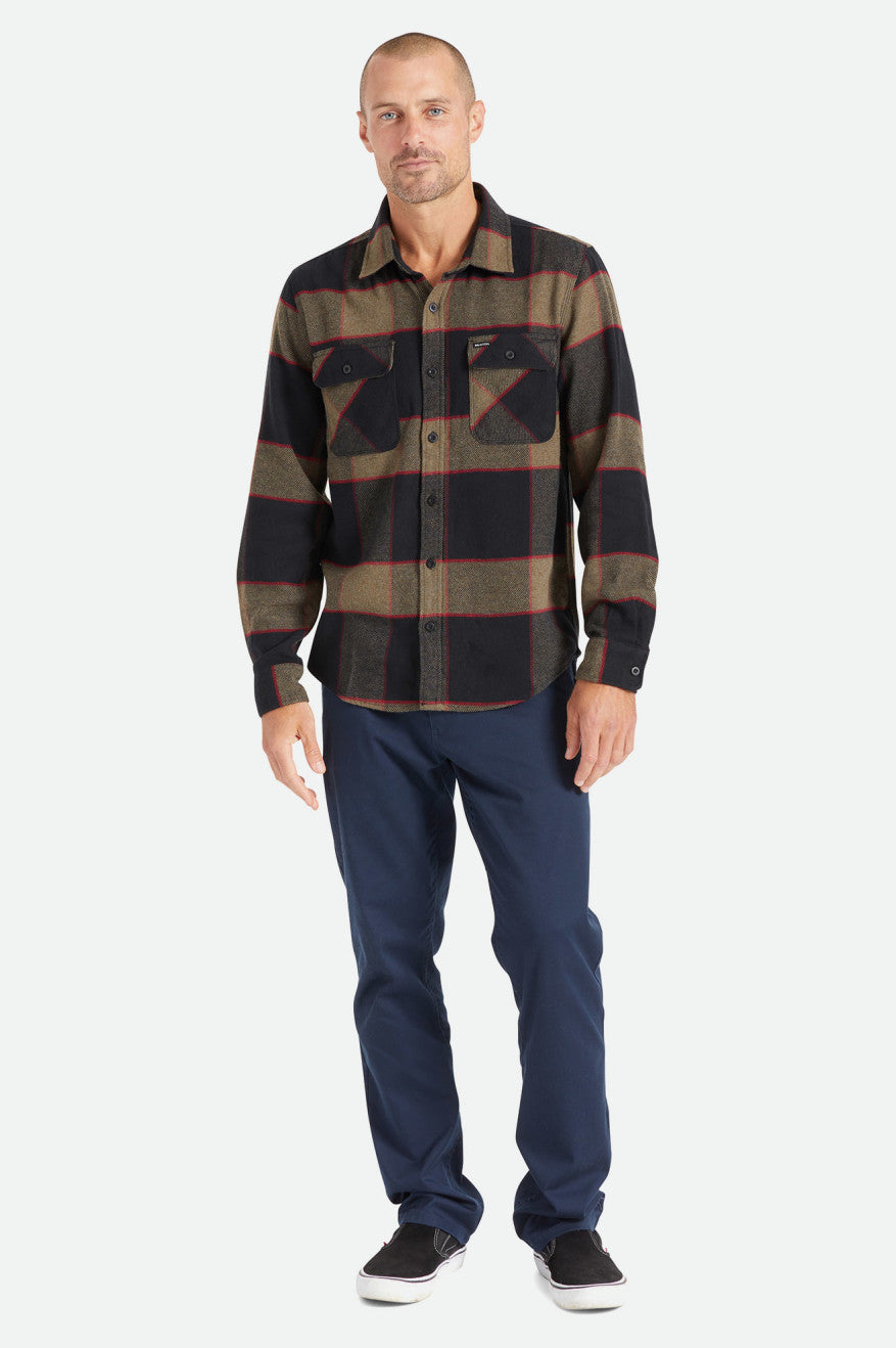 Brixton - Bowery LS Flannel Shirt - Heather Grey/Charcoal