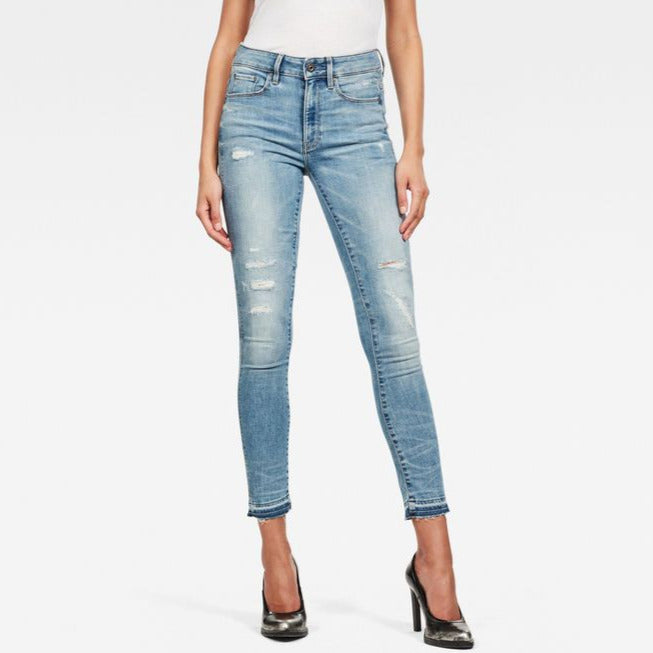 G-Star Raw - 3301 High Skinny Ripped Edge Ankle Jean - Vintage Ripped Sky