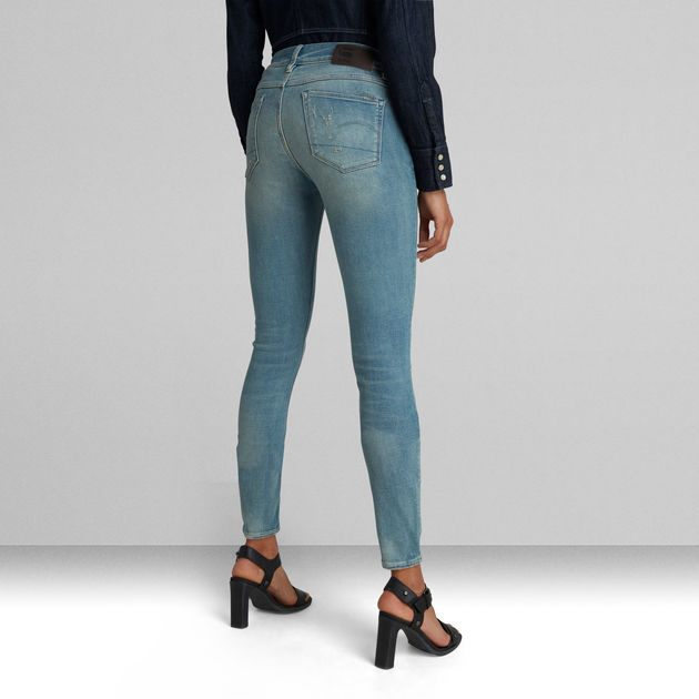 G-Star Raw - 3301 Mid Skinny - Vintage Cool Aqua Destroyed