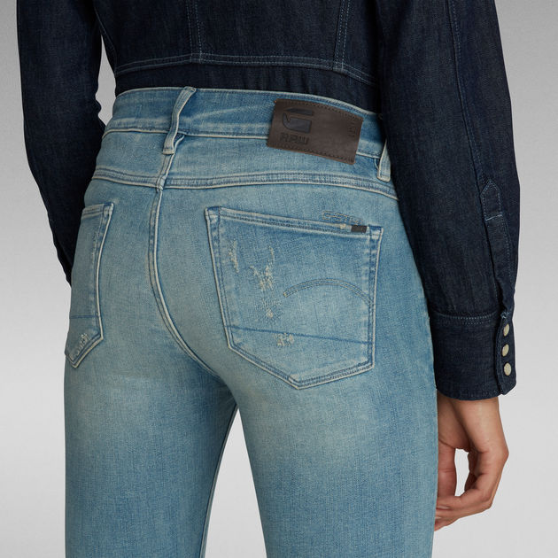 G-Star Raw - 3301 Mid Skinny - Vintage Cool Aqua Destroyed