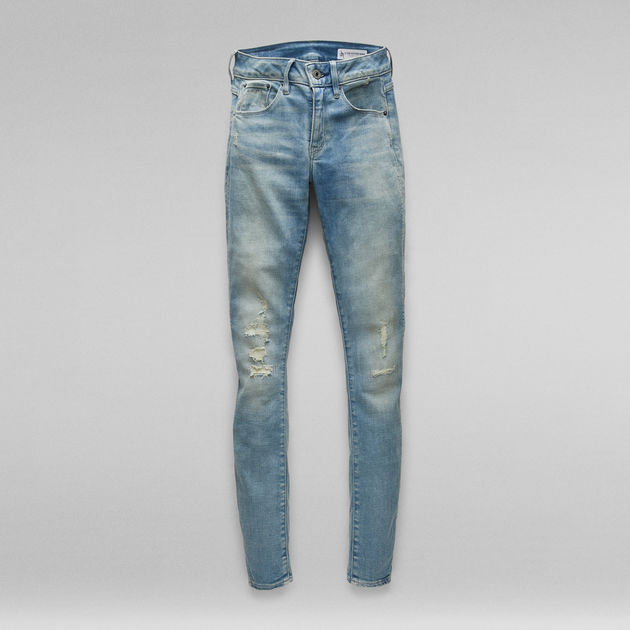 G-Star Raw - 3301 Mid Skinny - Vintage Cool Aqua Destroyed