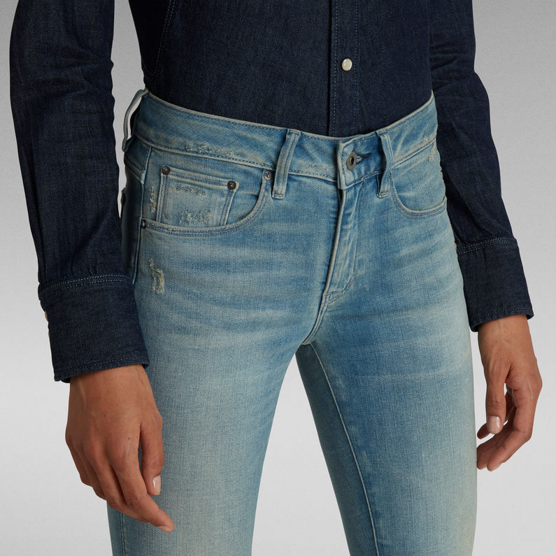 G-Star Raw - 3301 Mid Skinny - Vintage Cool Aqua Destroyed