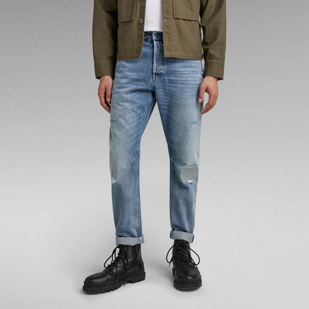 G-Star Raw - A-Staq Regular Tapered Jean - Sun Faded Air Force Blue Destroyed