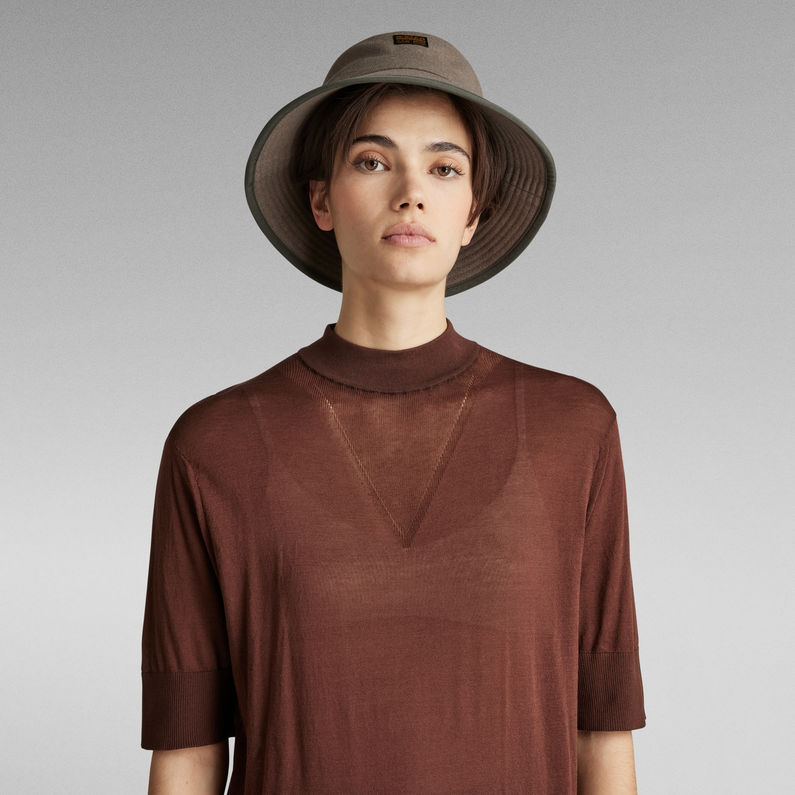 G-Star Raw - Core Mock Neck SS Knit - Chocolate Lab
