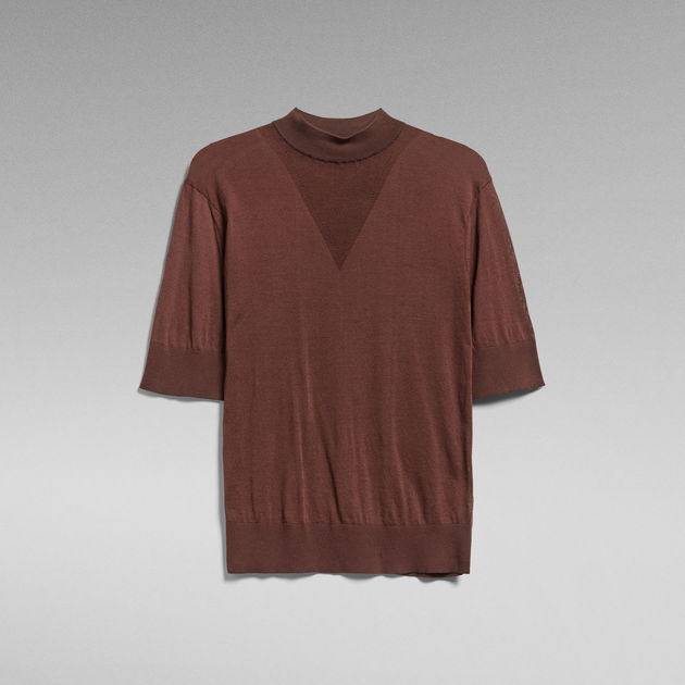 G-Star Raw - Core Mock Neck SS Knit - Chocolate Lab