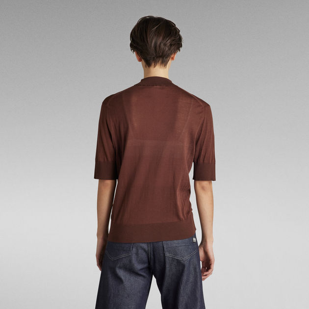 G-Star Raw - Core Mock Neck SS Knit - Chocolate Lab