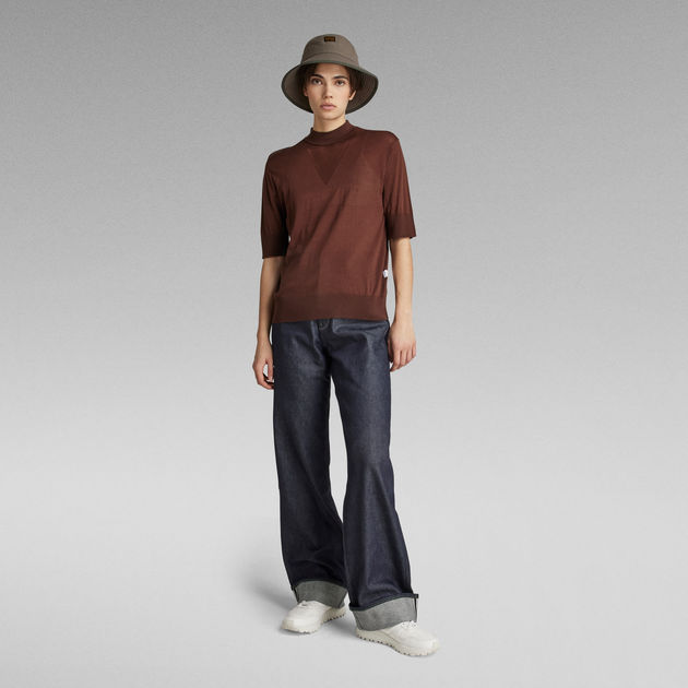 G-Star Raw - Core Mock Neck SS Knit - Chocolate Lab