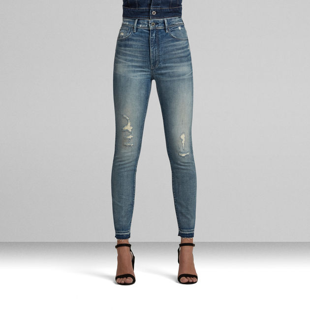 G-Star Raw - Kafey Ultra High Skinny Ripped Ankle Jean - Vintage Cool Aqua Destroyed