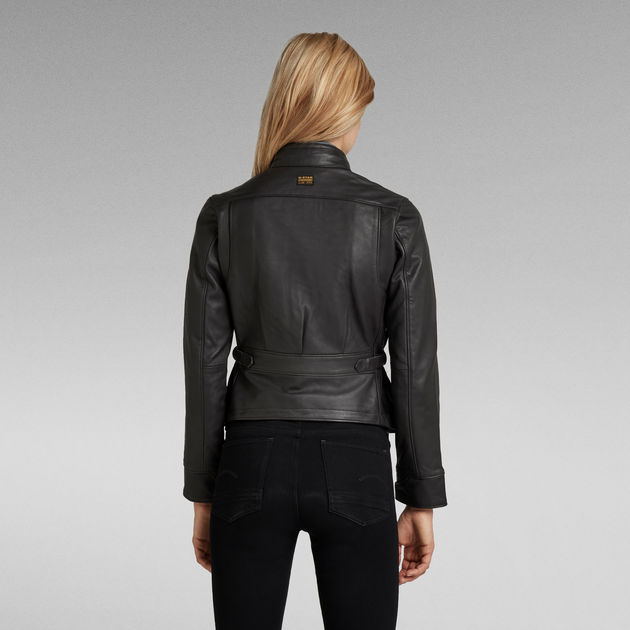 G-Star Raw - Leather Biker Jacket - Raven 2