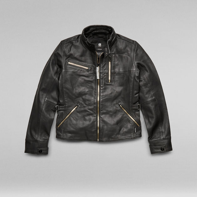 G-Star Raw - Leather Biker Jacket - Raven 2