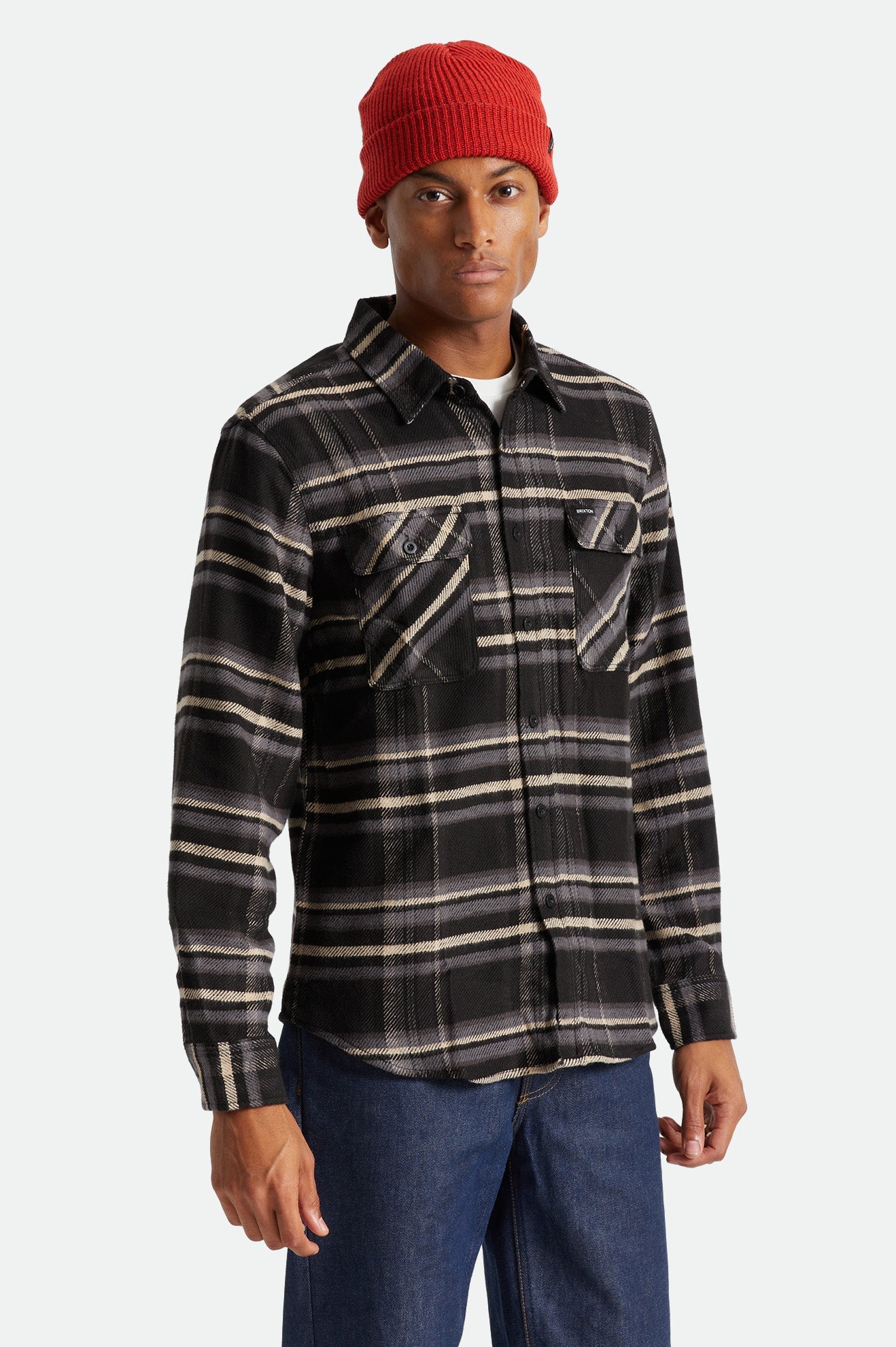 brixton bowery stretch flannel