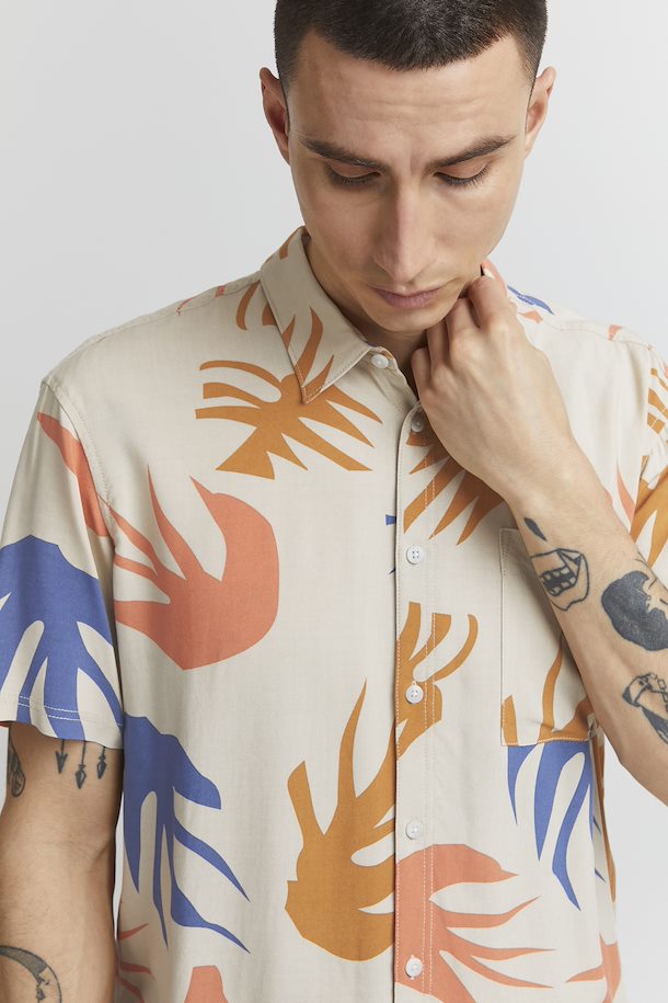Blend - Fire Print Ambitious SS Shirt - Oyster Gray