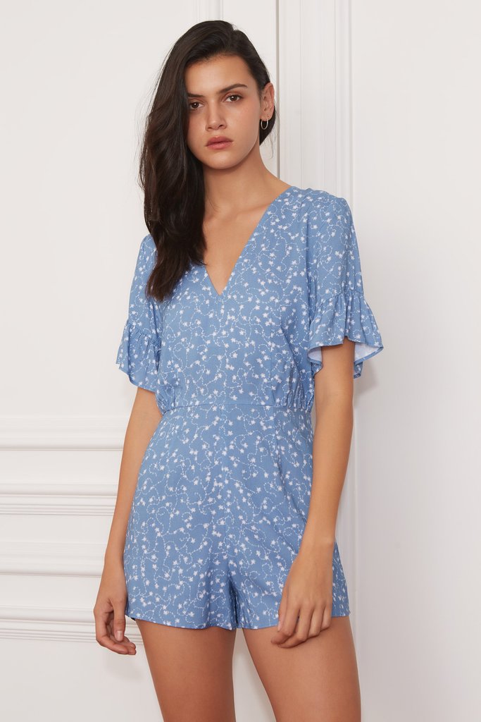 The Fifth Label - Celebrated Playsuit - Dusty Blue Sparkler