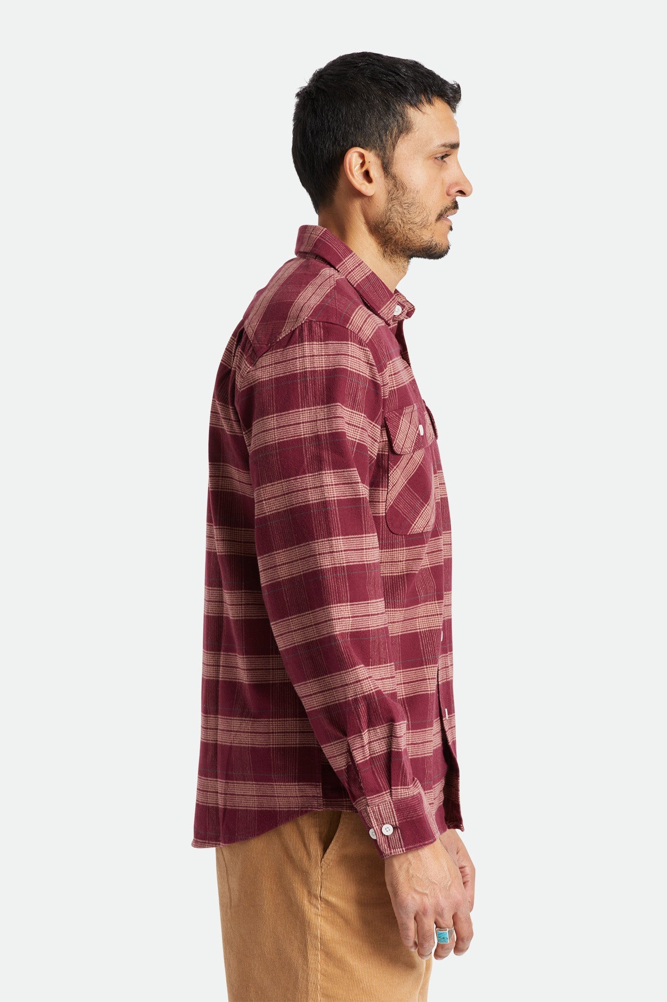 Brixton - Bowery Stretch LS Flannel - Crimson