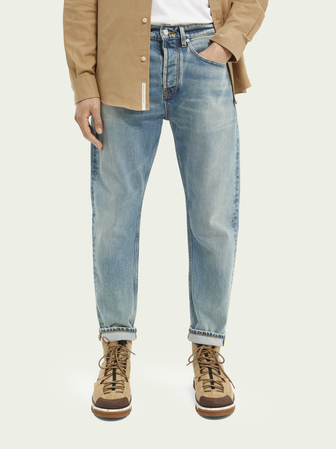 Pale Blue Light Wash Cropped Straight Leg Jeans