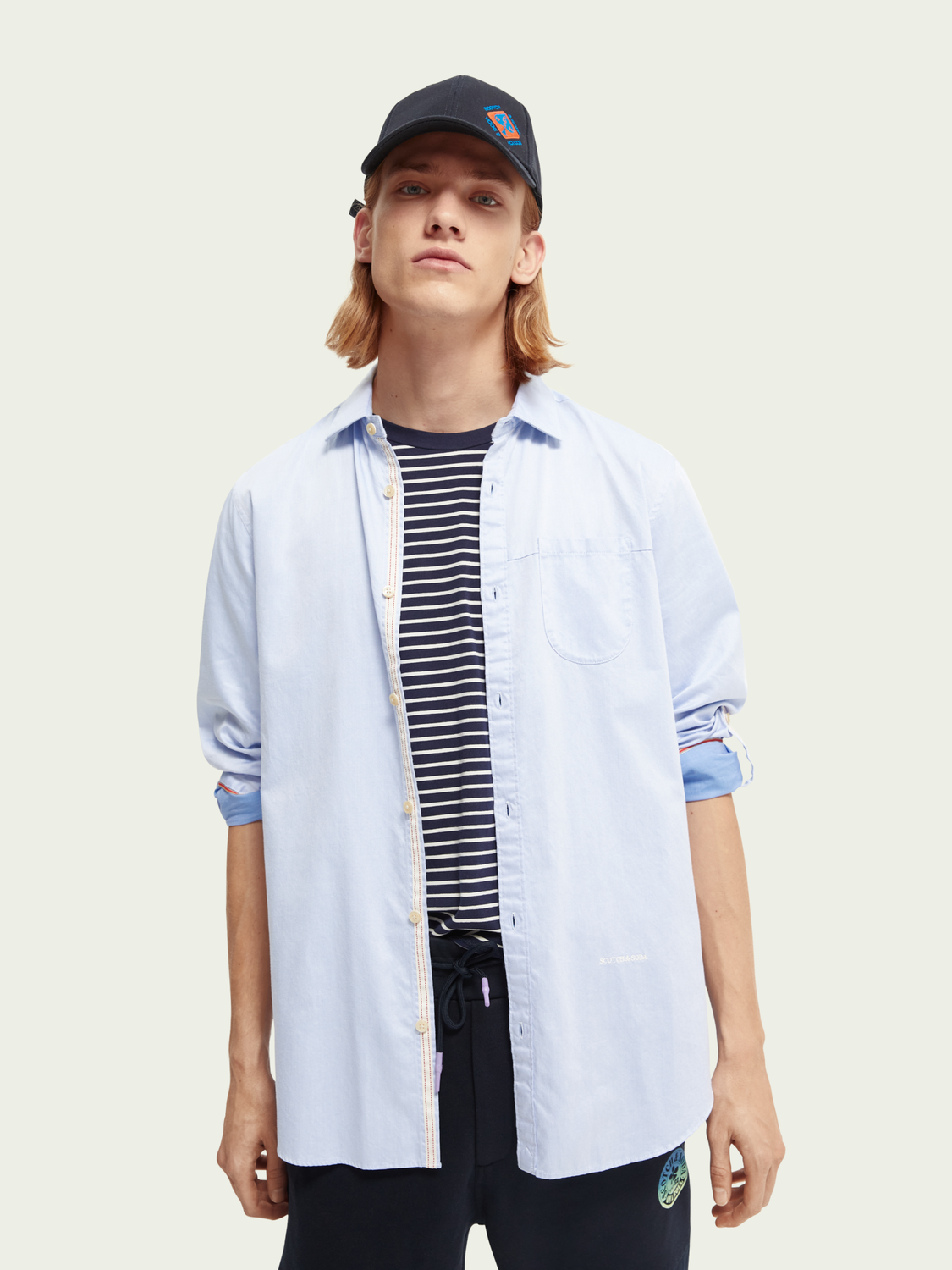 Scotch & Soda - Two Tone LS Reg Fit Shirt - Blue