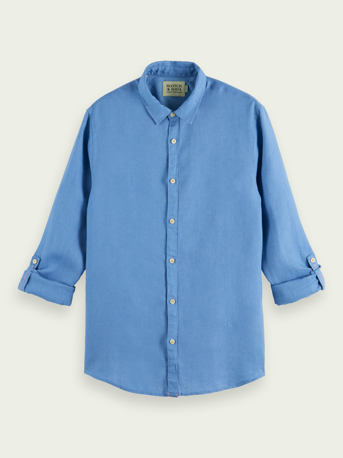Scotch & Soda - Regular Fit Garment Dyed Linen Shirt - Blue