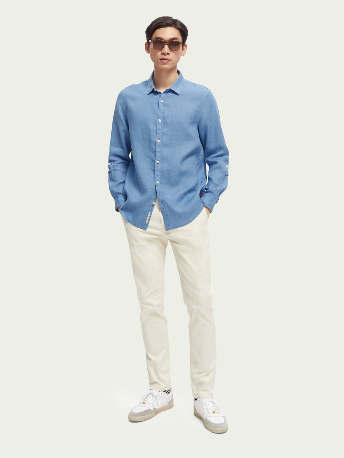 Scotch & Soda - Regular Fit Garment Dyed Linen Shirt - Blue
