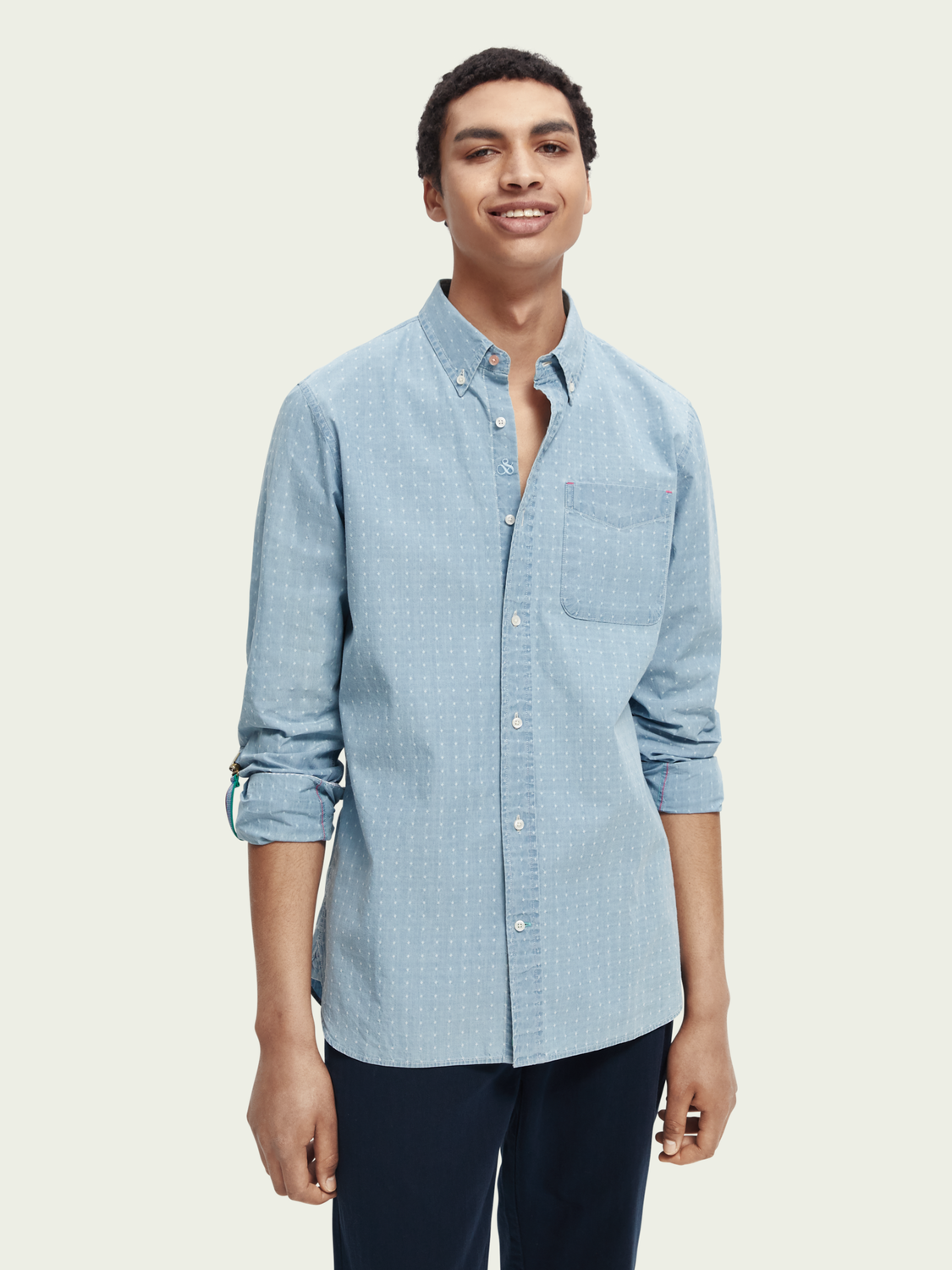 Scotch & Soda - Mini Structured Indigo Shirt - Bleached Indigo