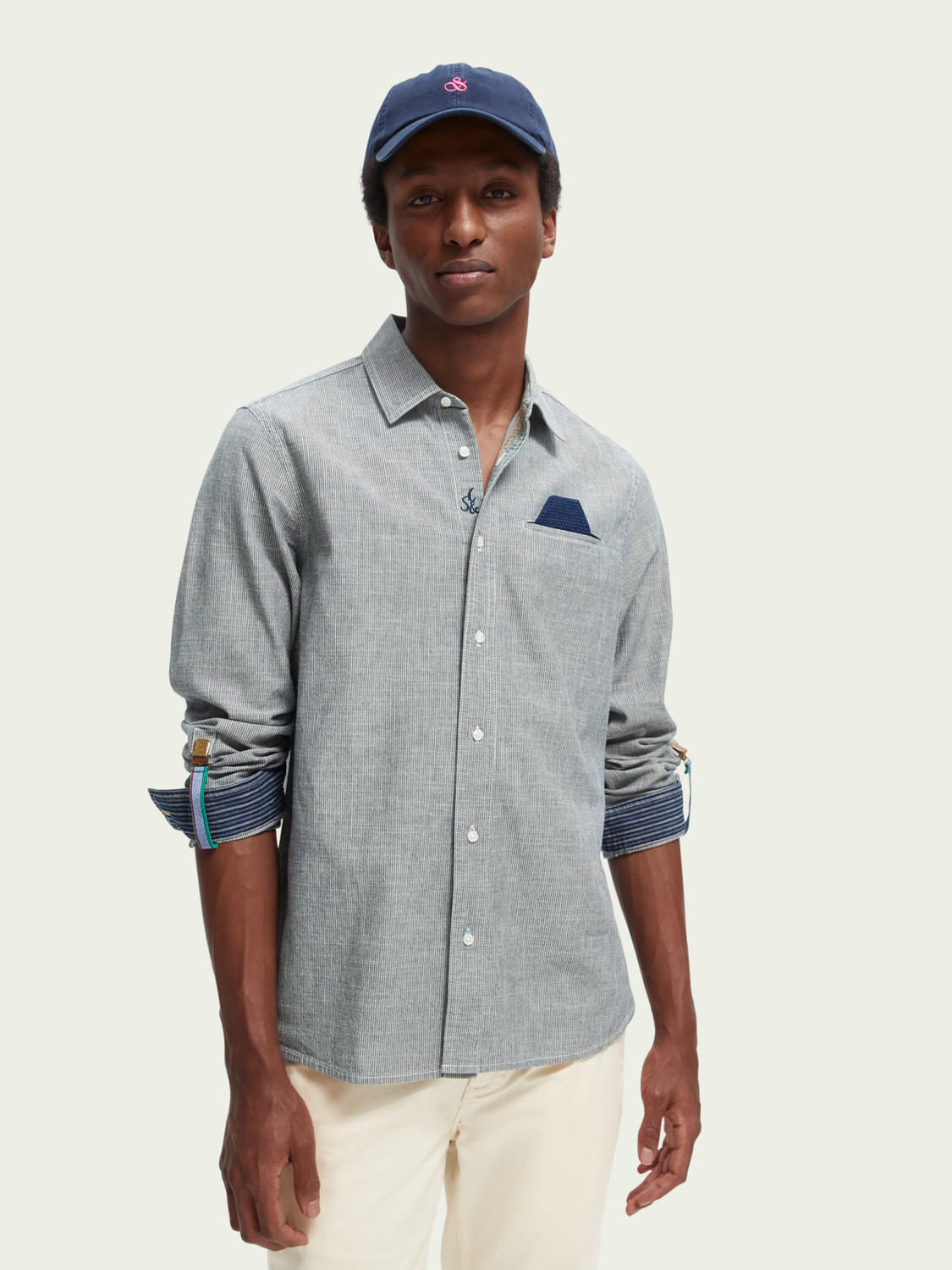 Scotch & Soda - Regular Fit Indigo Striped Shirt - Blue