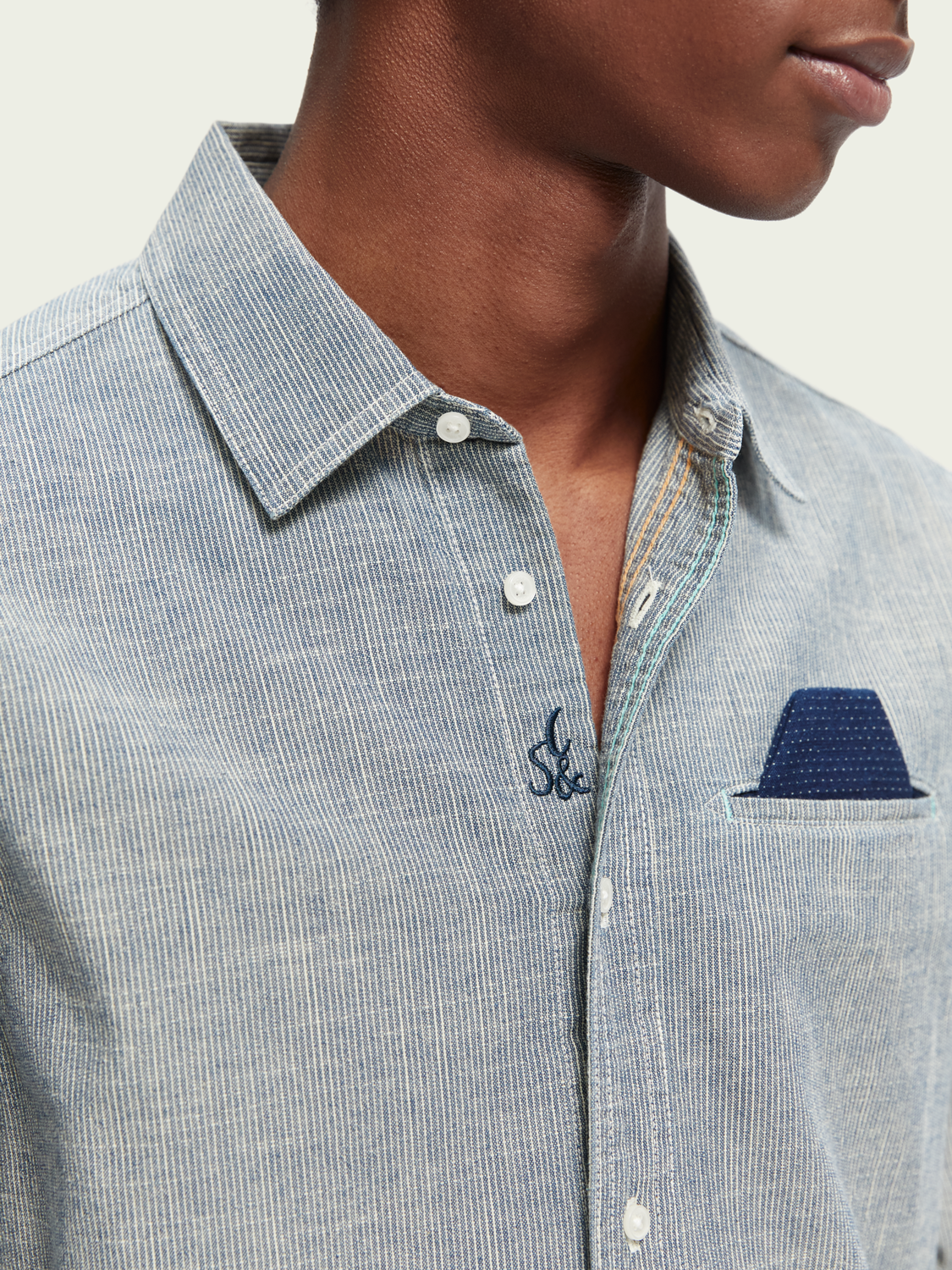 Scotch & Soda - Regular Fit Indigo Striped Shirt - Blue