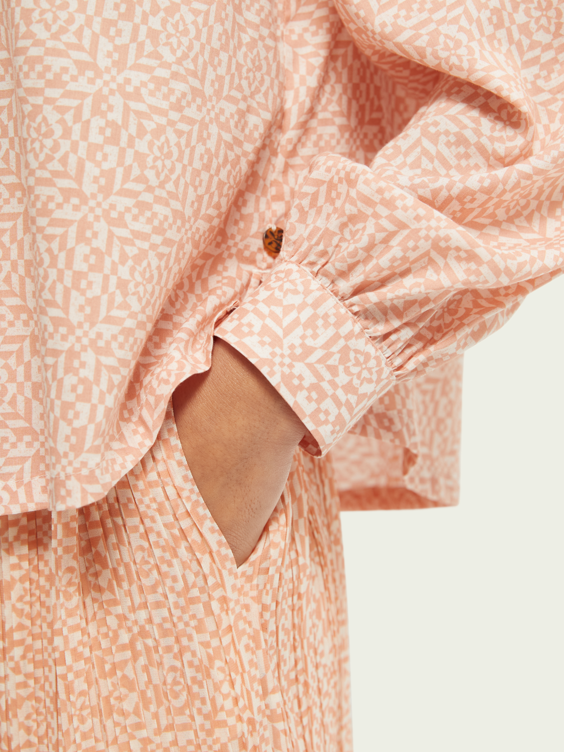 Maison Scotch - Printed Organic Cotton Shirt - Coral
