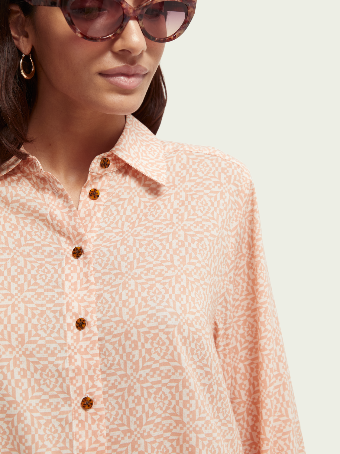 Maison Scotch - Printed Organic Cotton Shirt - Coral