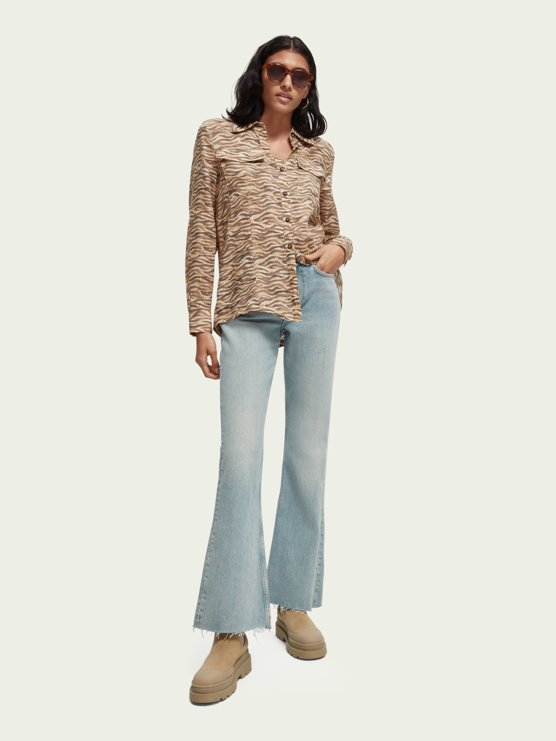 Maison Scotch - Printed Linen Shirt - Tiger
