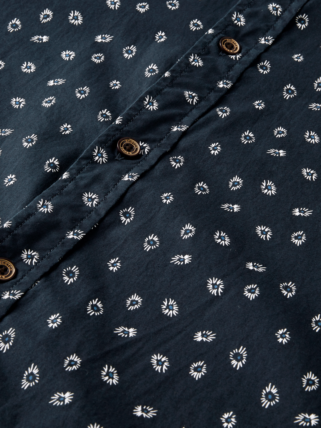 Scotch & Soda - Slim Fit Printed Poplin Shirt - Navy Spark