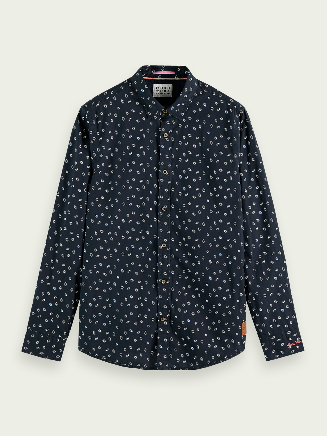 Scotch & Soda - Slim Fit Printed Poplin Shirt - Navy Spark